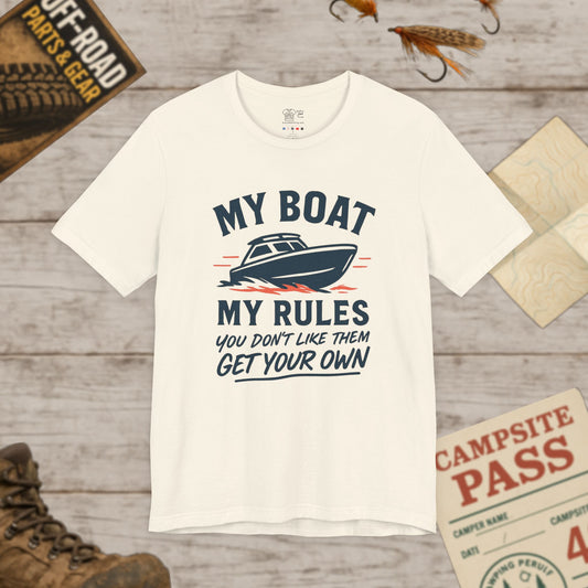 Boat T-Shirt "My Boat My Rules" Funny Boating Tee for Boat Owners & Lake Lovers