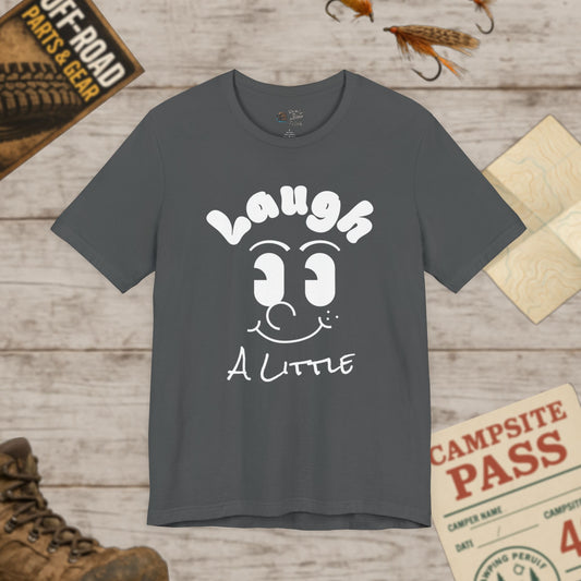 Laugh a Little T-Shirt Cute Retro Smiley Graphic Tee Bella Canvas 3001