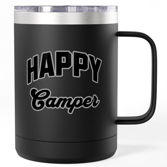 Happy Camper Coffee Mug Tumbler 15oz Travel Mug for Adventure Lovers