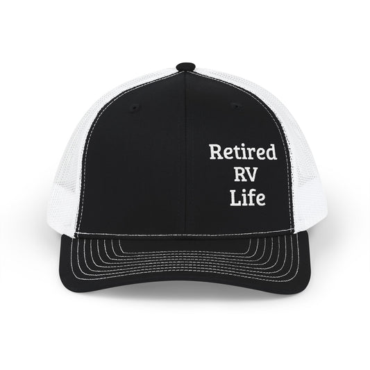 Retired RV Life Embroidered Trucker Cap Snapback Mesh Hat for RVers & Travel Lovers