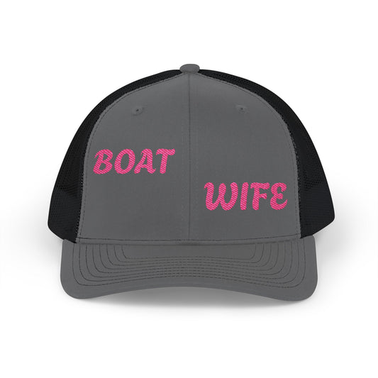 Boat Wife Embroidered Snapback Trucker Hat Crown Cap