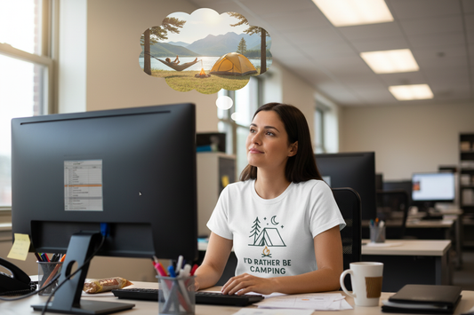 I'd Rather Be Camping T-Shirt at Office