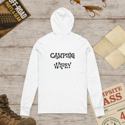 Camping Wifey Front & Back Print Unisex Hooded Long Sleeve Tee Bella Canvas