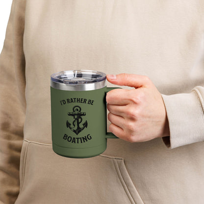 I'd Rather Be Boating 15oz Travel Mug Multiple Colors