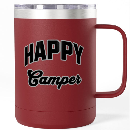 Happy Camper Coffee Mug Tumbler 15oz Travel Mug for Adventure Lovers