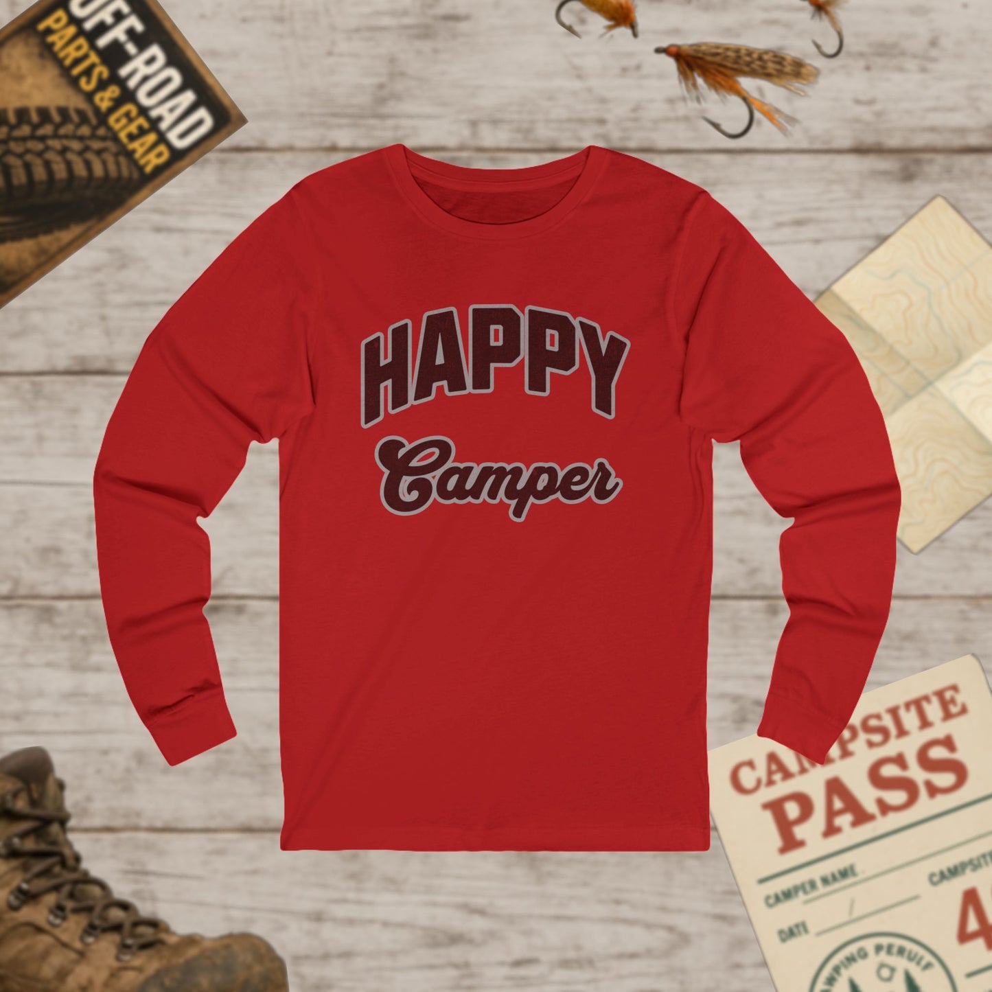 Happy Camper Unisex Long Sleeve Tee Bella+Canvas 3501