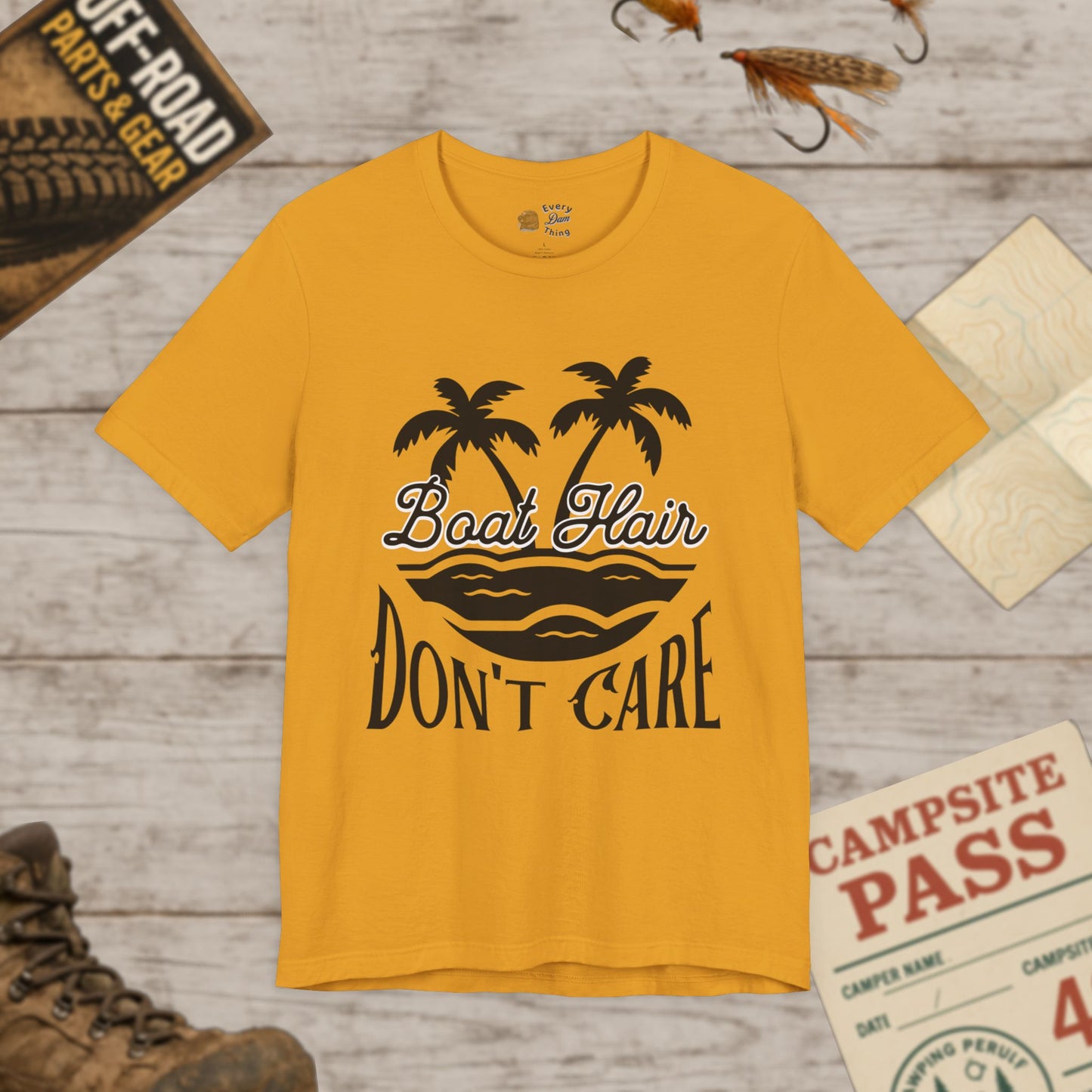 Boat Hair Don't Care Tee Bella Canvas 3001 Black Print