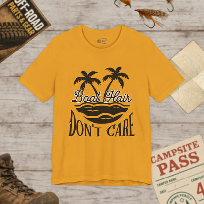 Boat Hair Don't Care Tee Bella Canvas 3001 Black Print