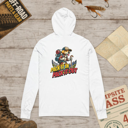 Pack It In Dog Unisex Hooded Front & Back Print Long Sleeve Tee Bella Canvas 3512