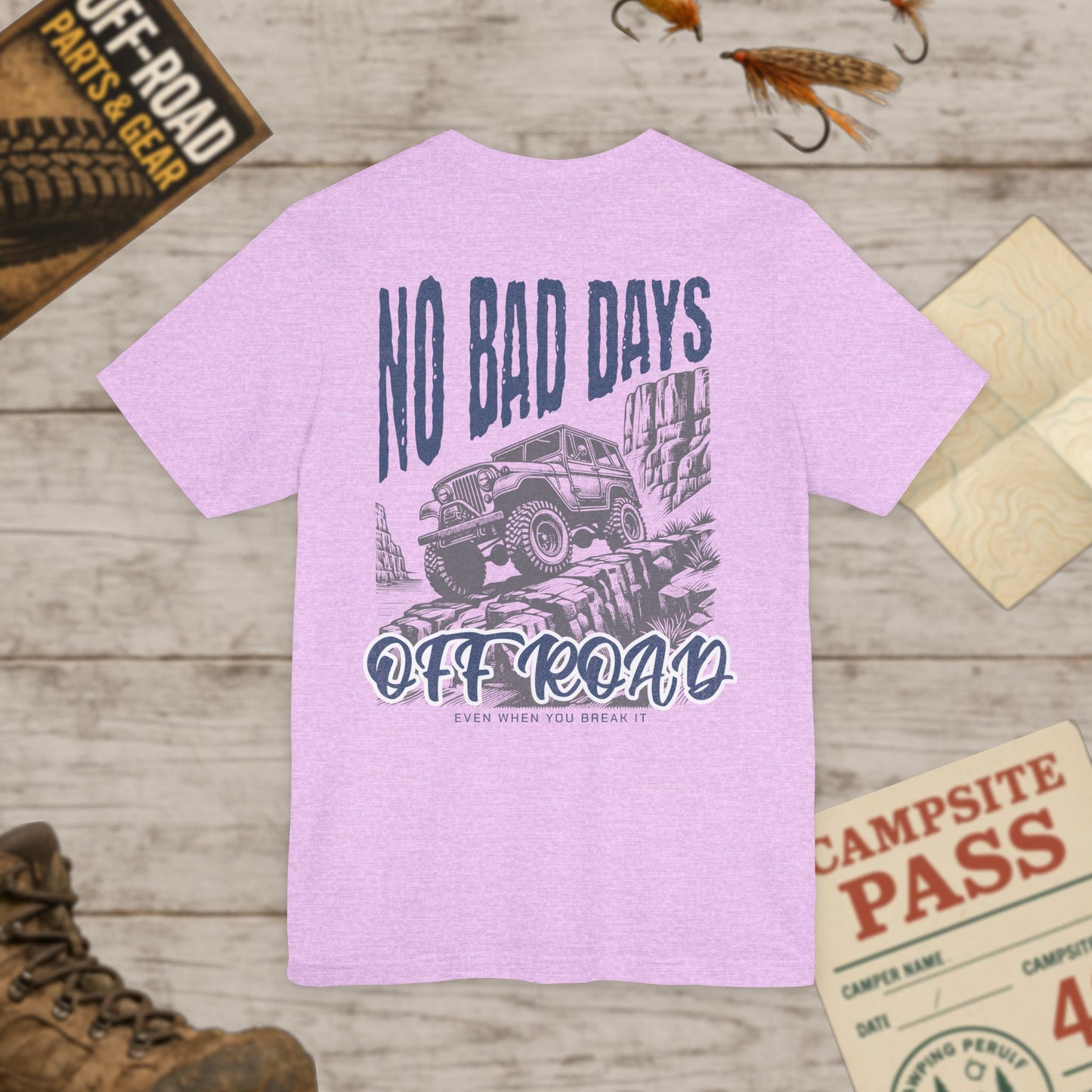 Off-road Tee | No Bad Days Graphic Front & Back Print Shirt Bella+Canvas 3001