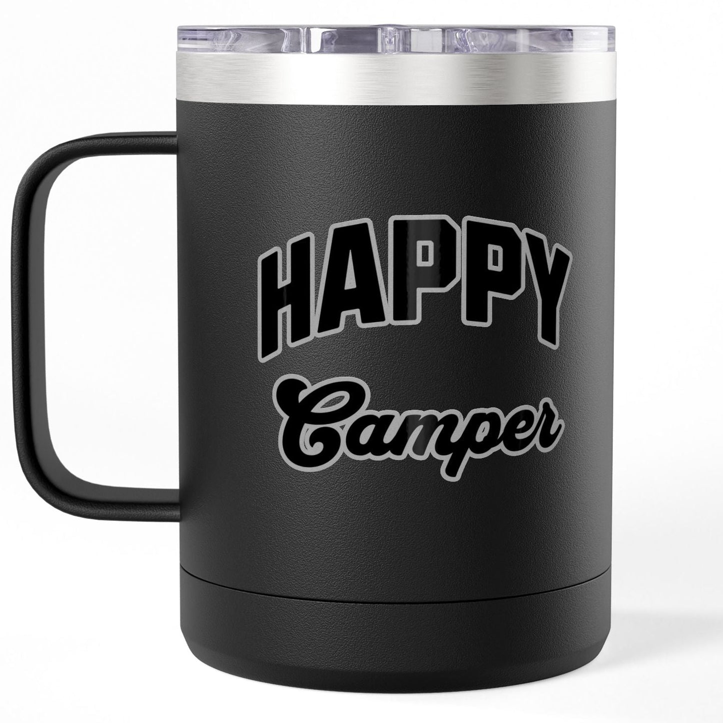 Happy Camper Coffee Mug Tumbler 15oz Travel Mug for Adventure Lovers