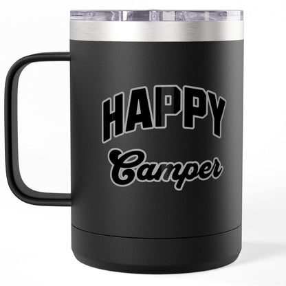 Happy Camper Coffee Mug Tumbler 15oz Travel Mug for Adventure Lovers