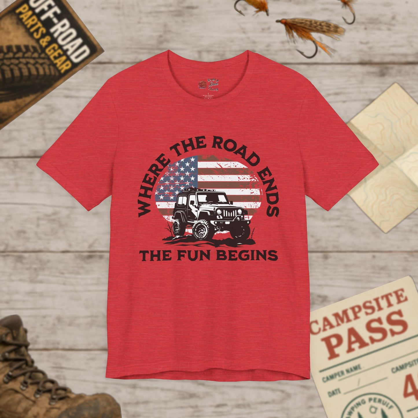 T-Shirt Where the Road Ends, the Fun Begins Bella Canvas Adventure Off-Road