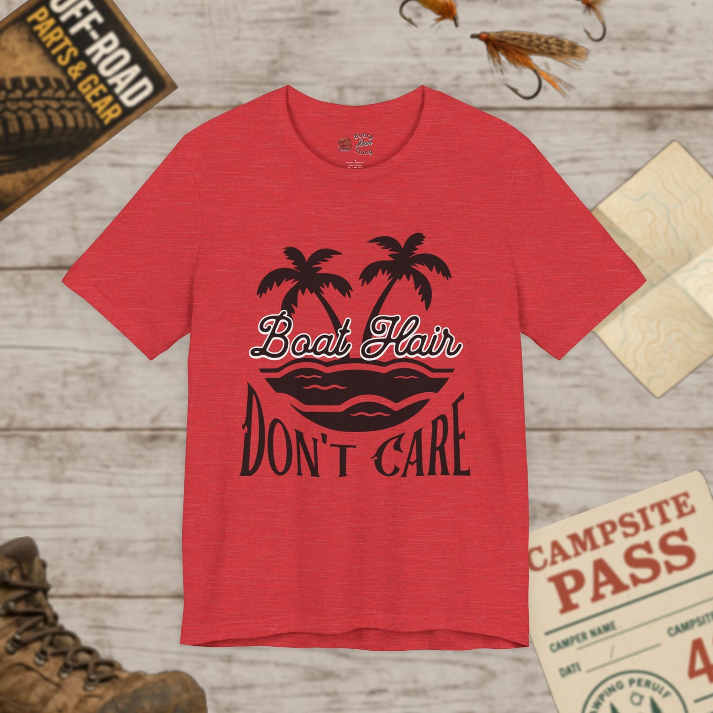 Boat Hair Don't Care Tee Bella Canvas 3001 Black Print