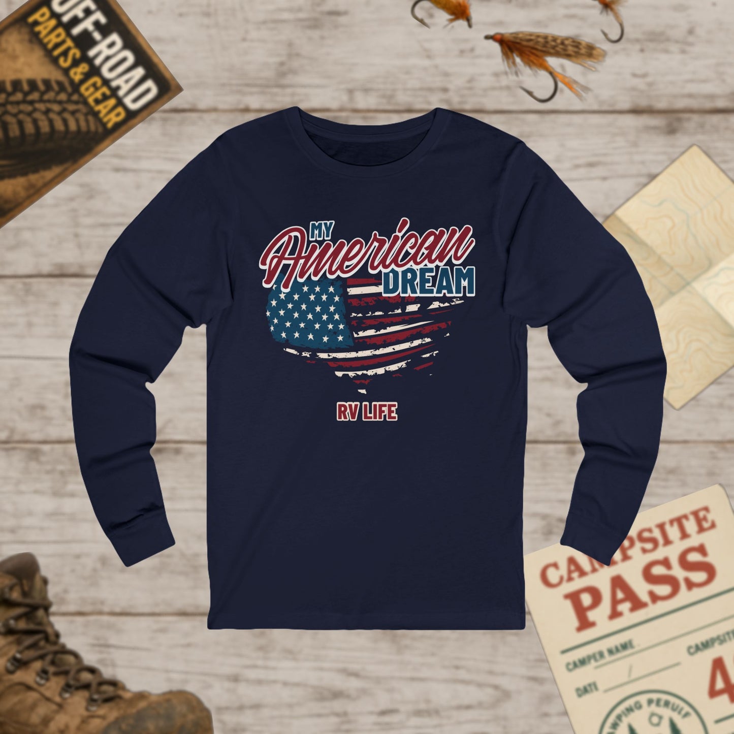 My American Dream RV Life Long Sleeve Tee Bella Canvas 3501