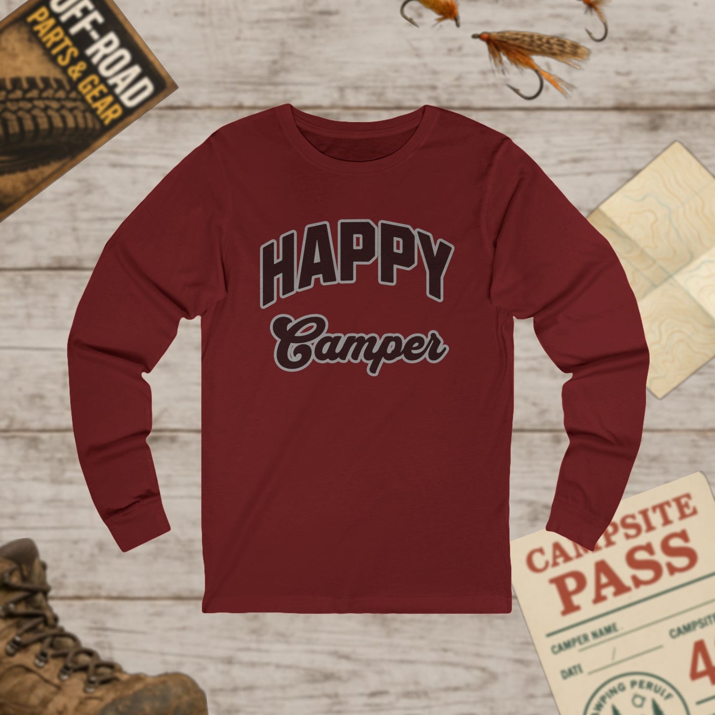 Happy Camper Unisex Long Sleeve Tee Bella+Canvas 3501