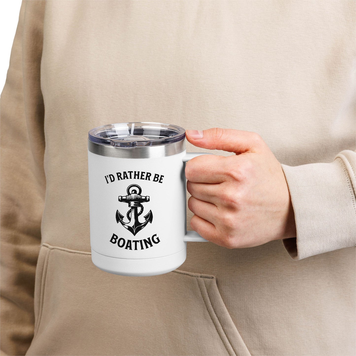 I'd Rather Be Boating 15oz Travel Mug Multiple Colors