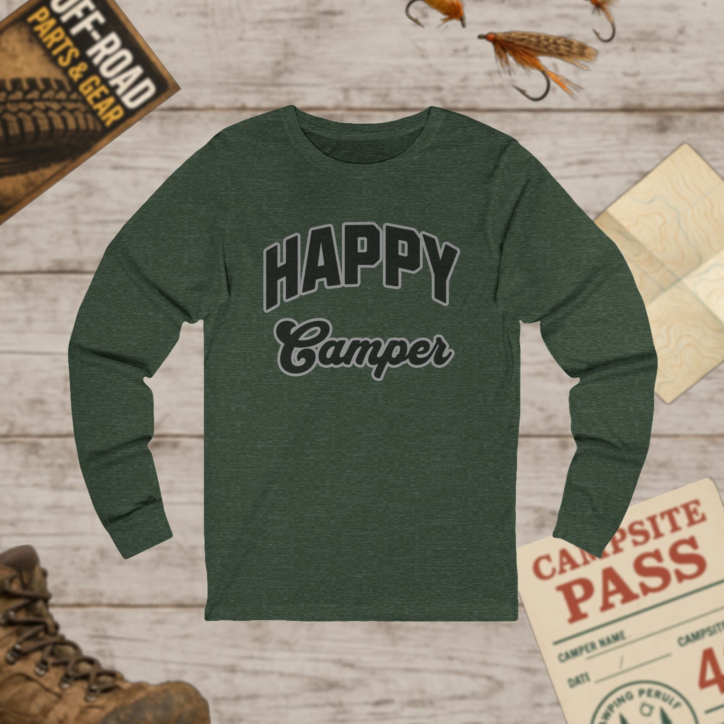 Happy Camper Unisex Long Sleeve Tee Bella+Canvas 3501