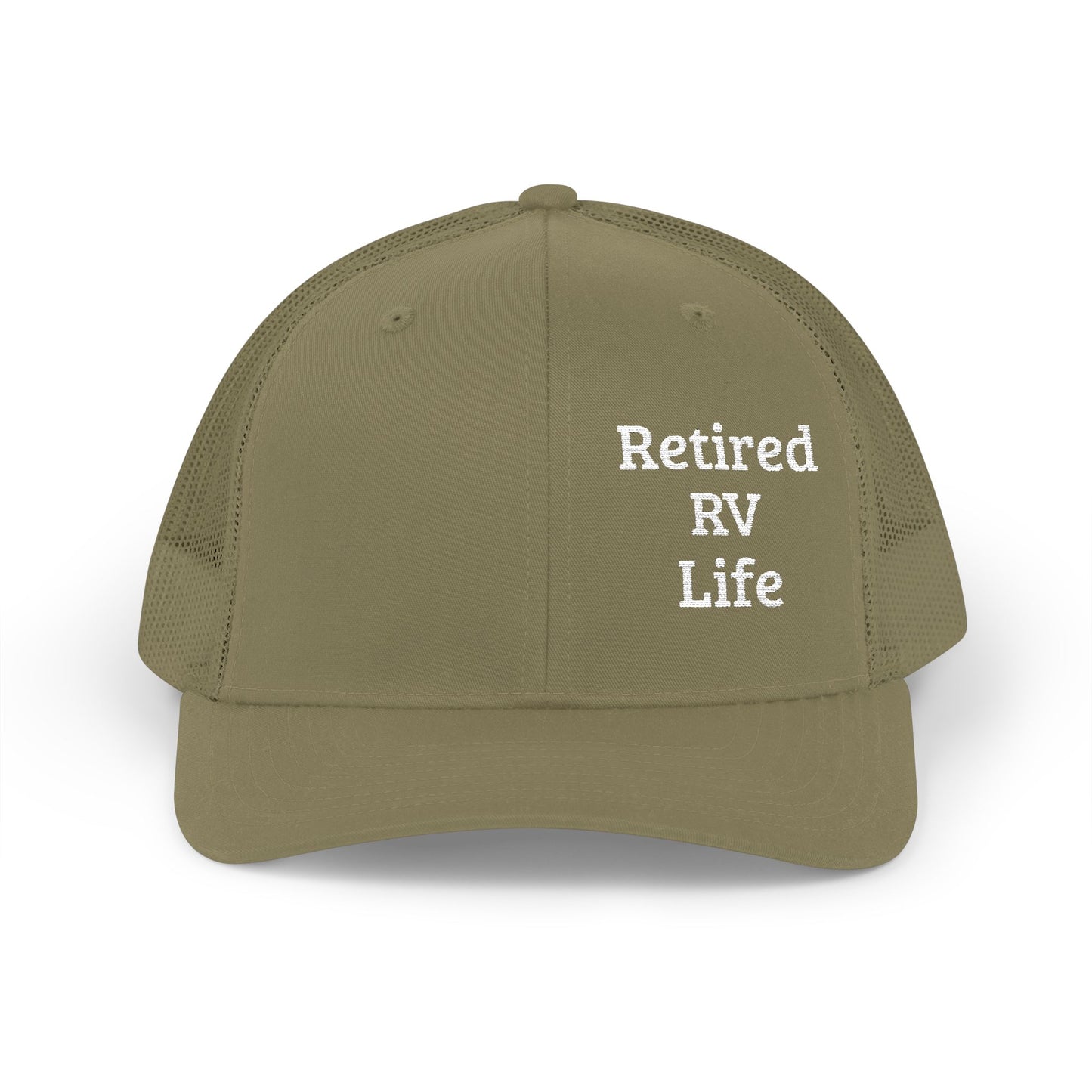 Retired RV Life Embroidered Trucker Cap Snapback Mesh Hat for RVers & Travel Lovers