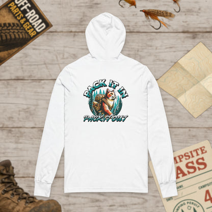 Cat Pack It In Pack It Out Front & Back Print Unisex Hooded Long Sleeve Tee Bella Canvas 3512
