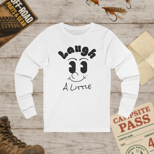 Laugh A Little Long Sleeve Tee Smiley Graphic Casual Shirt Bella Canvas 3501