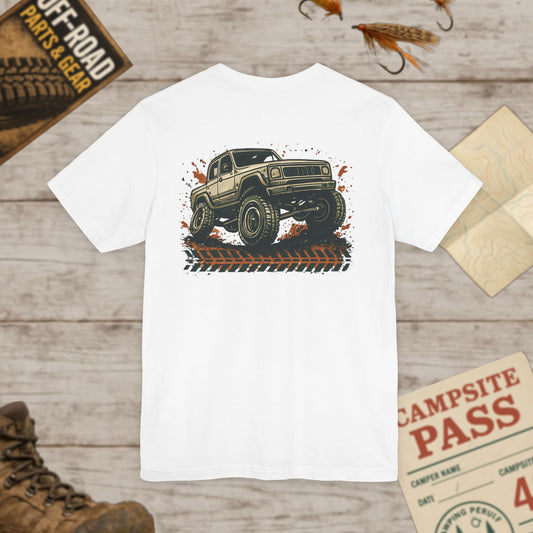 Off-Road Truck Tee Mud & Trail Graphic Short Sleeve Shirt Front & Back Print