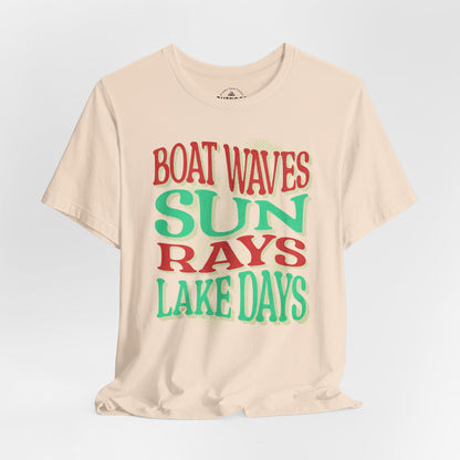 Lake Days Boat Waves  Sun Rays T-Shirt