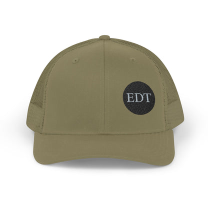 Embroidered Stylish EDT Snapback Trucker Cap Black & White Hat