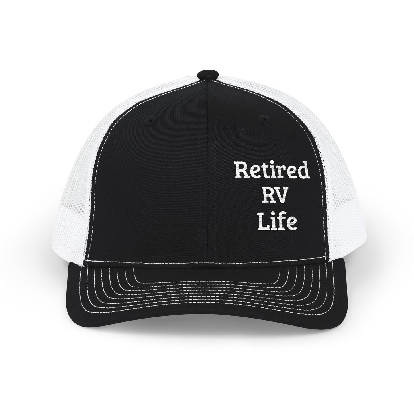 Retired RV Life Embroidered Trucker Cap Snapback Mesh Hat for RVers & Travel Lovers