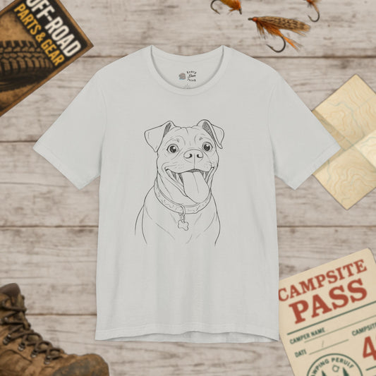 Bailey Happy Pup Outline T‑Shirt Minimal Dog Sketch Tee Bella Canvas 3001