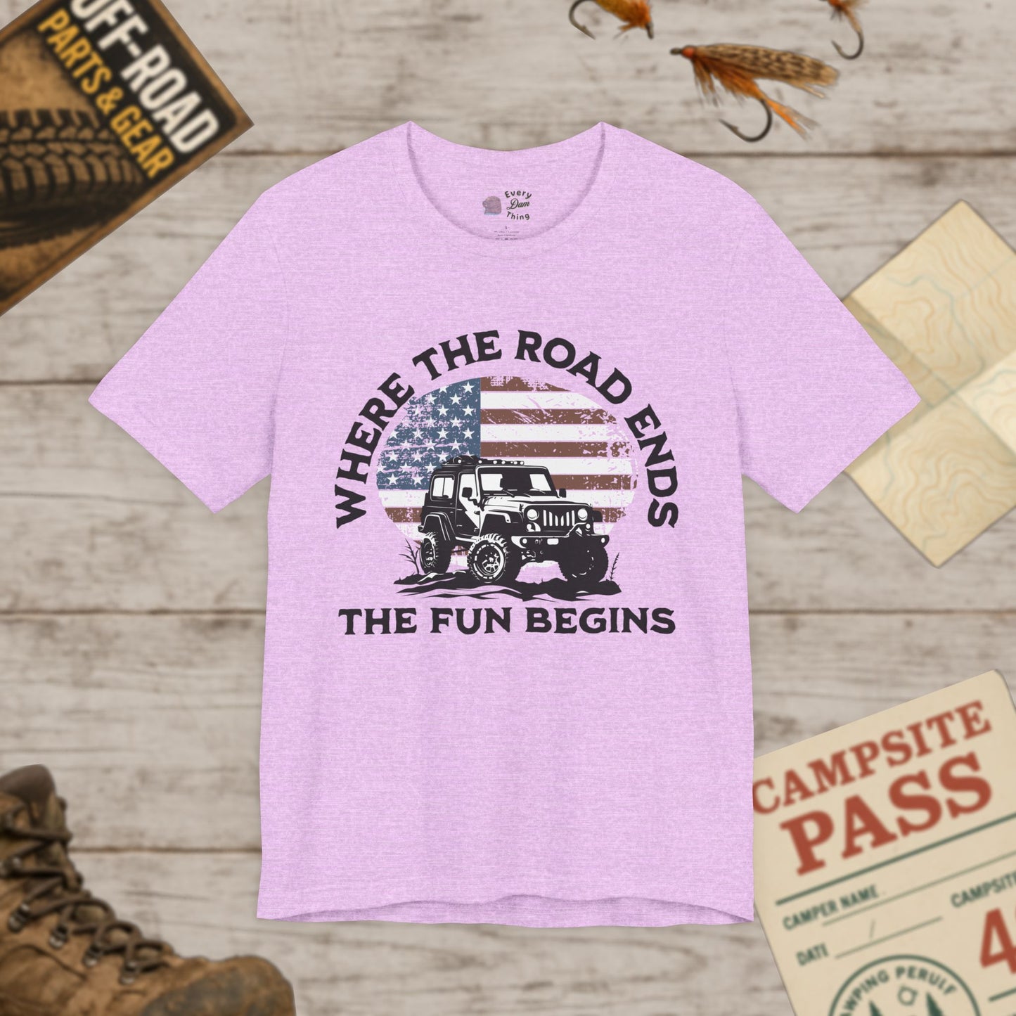 T-Shirt Where the Road Ends, the Fun Begins Bella Canvas Adventure Off-Road