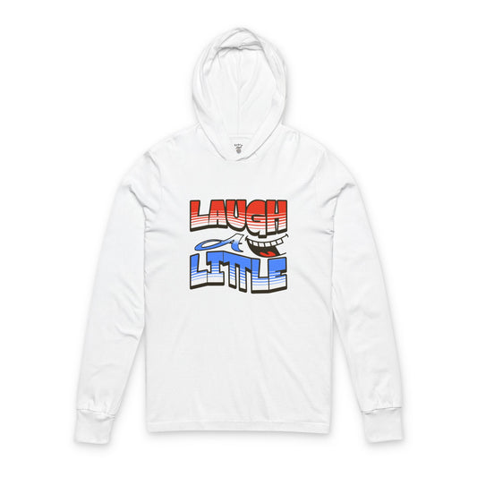 Lightweight Hoodie Laugh A Little Red, White and Blue Unisex