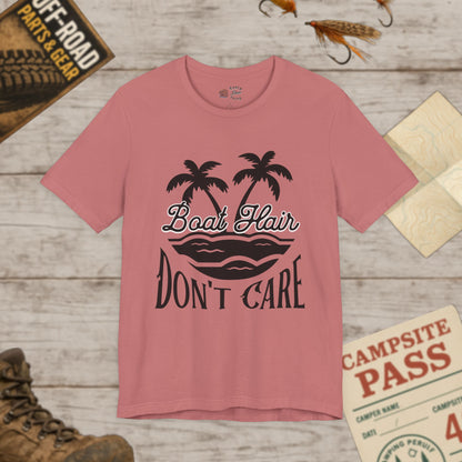Boat Hair Don't Care Tee Bella Canvas 3001 Black Print