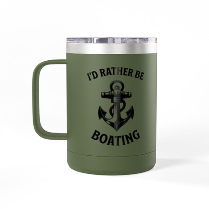 I'd Rather Be Boating 15oz Travel Mug Multiple Colors