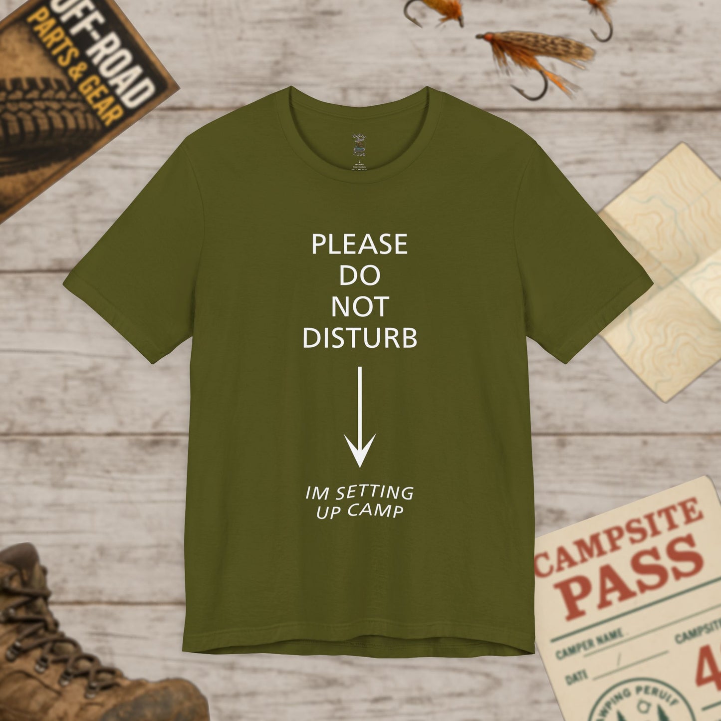 Camping Vibes Unisex Tee Please Do Not Disturb, Bella+Canvas 3001