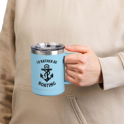 I'd Rather Be Boating 15oz Travel Mug Multiple Colors