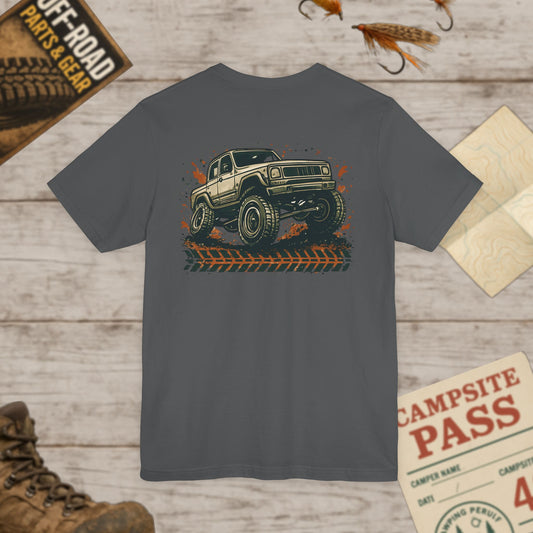 Off-Road Truck Tee Mud & Trail Graphic Short Sleeve Shirt Front & Back Print