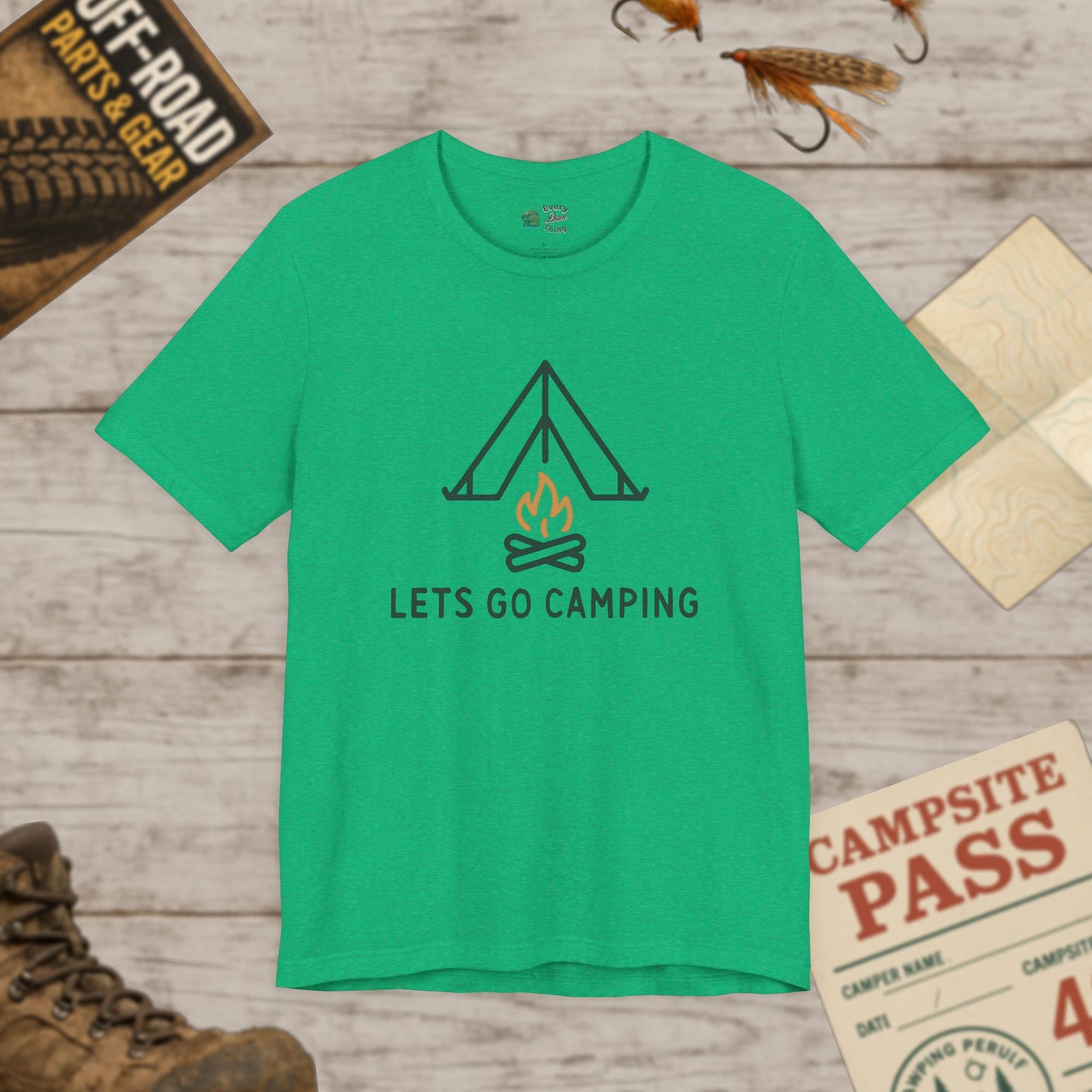 Camping T‑Shirt Tent & Campfire Graphic