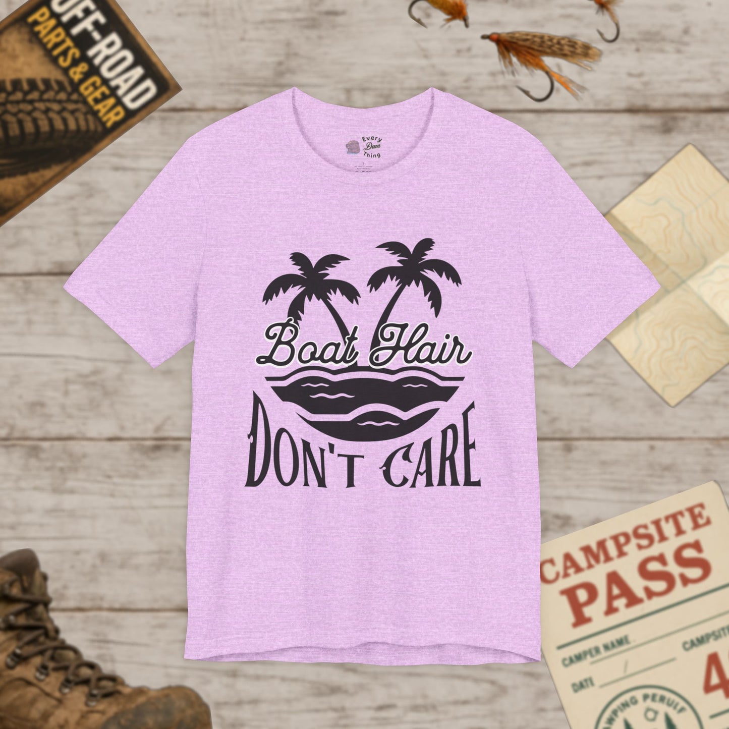 Boat Hair Don't Care Tee Bella Canvas 3001 Black Print