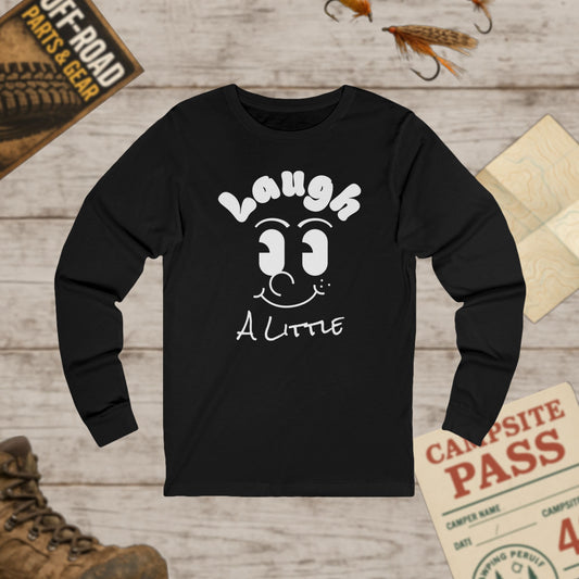 Laugh A Little Long Sleeve Tee Vintage Smiley Graphic Tee Bella Canvas 3501