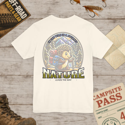 Nature Hedgehog Adventure Tee Unisex Jersey Short Sleeve Shirt Front & Back Print Bella Canvas 3001