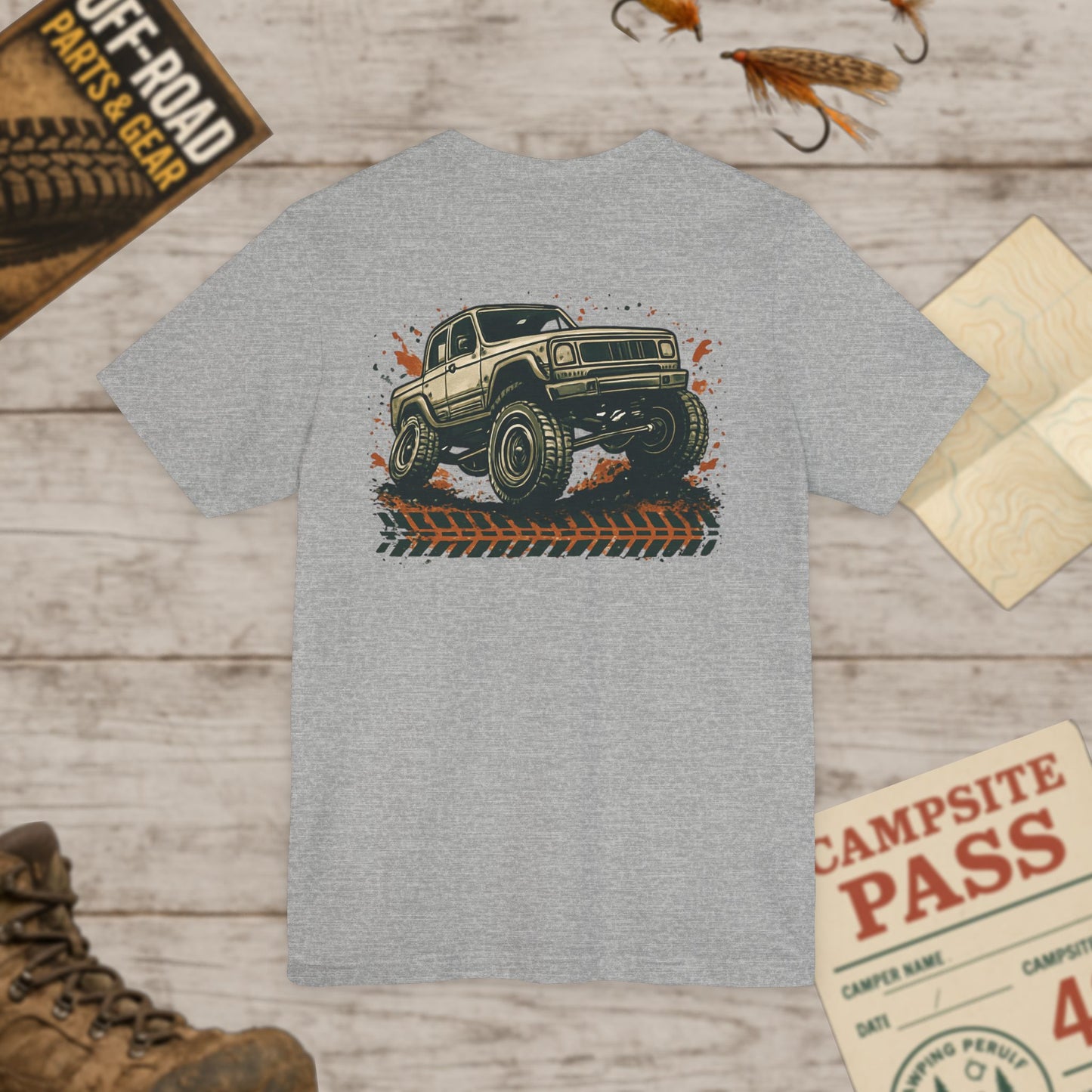 Off-Road Truck Tee Mud & Trail Graphic Short Sleeve Shirt Front & Back Print