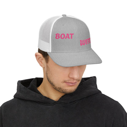 Boat Wife Embroidered Snapback Trucker Hat Crown Cap