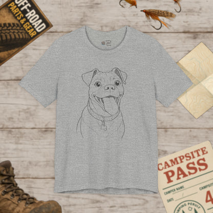 Bailey Happy Pup Outline T‑Shirt Minimal Dog Sketch Tee Bella Canvas 3001