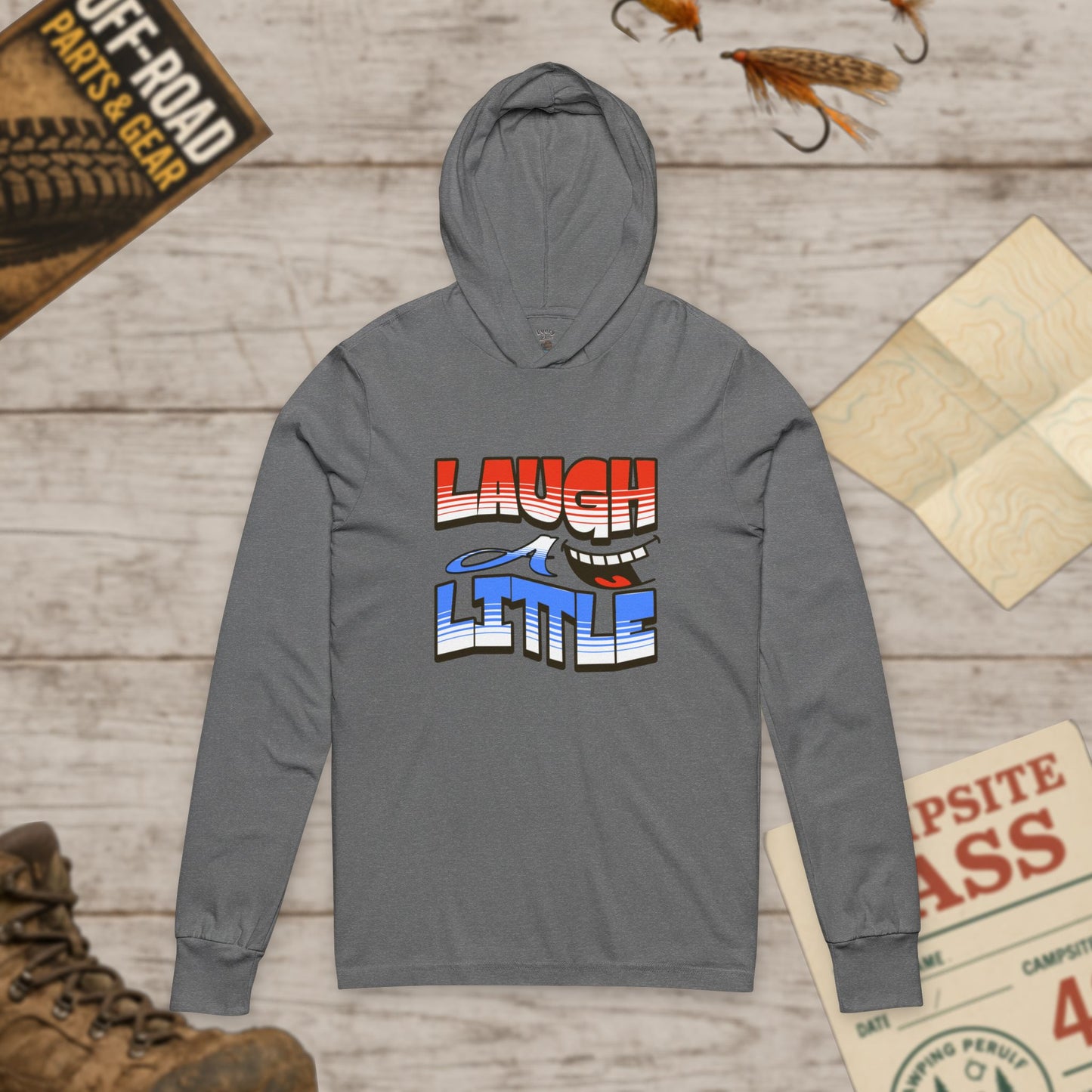 Lightweight Hoodie Laugh A Little Red, White and Blue Unisex