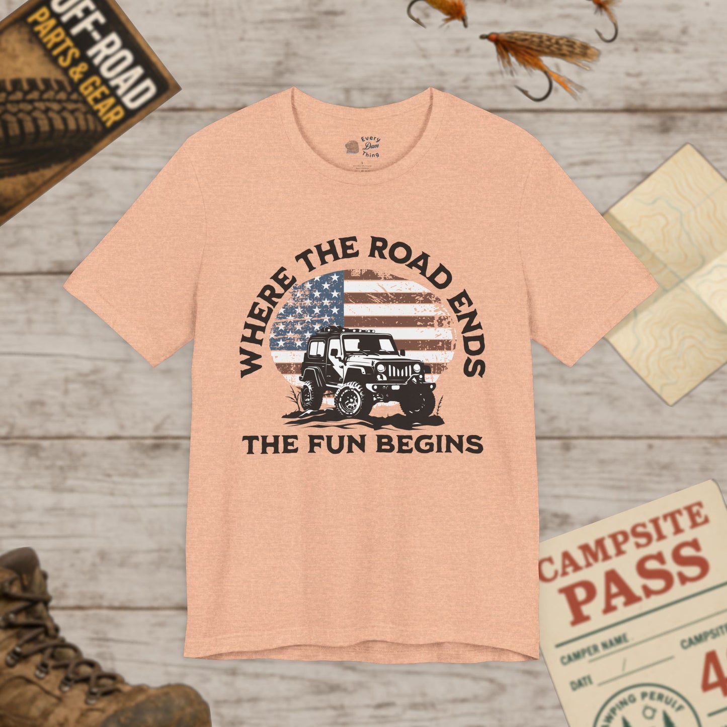 T-Shirt Where the Road Ends, the Fun Begins Bella Canvas Adventure Off-Road