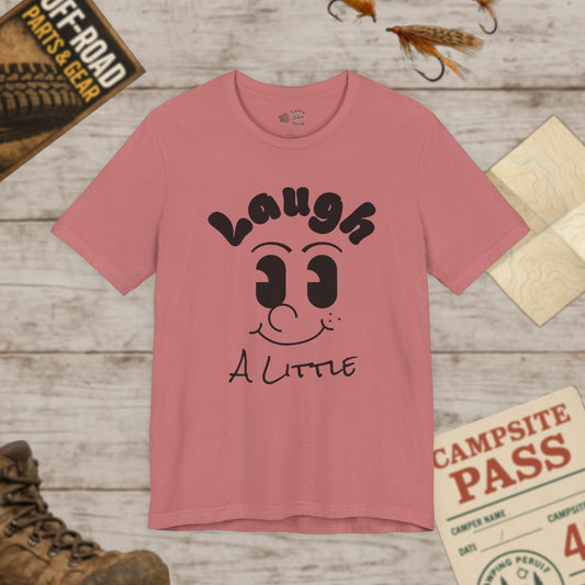 Laugh A Little Tee Retro Smiley Face Graphic T-Shirt Bella Canvas 3001