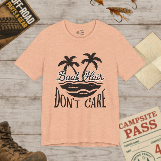 Boat Hair Don't Care Tee Bella Canvas 3001 Black Print