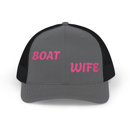 Boat Wife Embroidered Snapback Trucker Hat Crown Cap