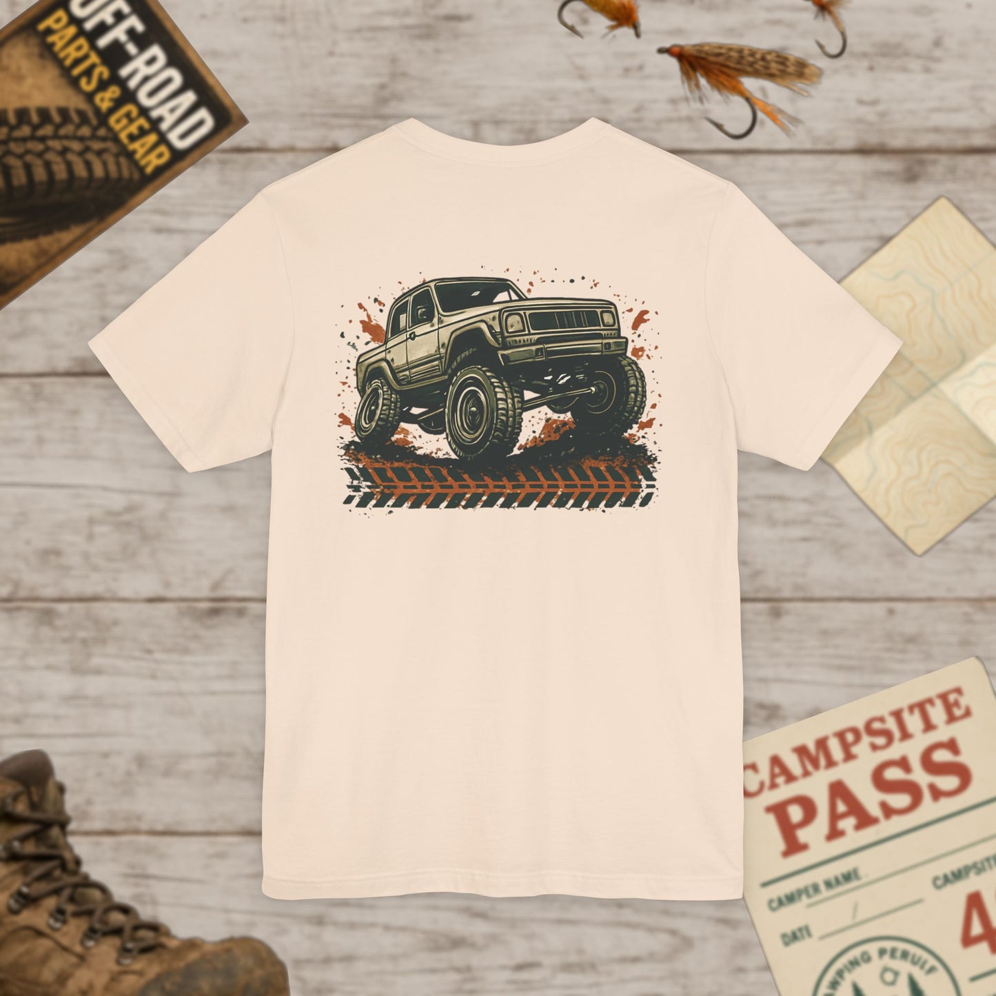 Off-Road Truck Tee Mud & Trail Graphic Short Sleeve Shirt Front & Back Print